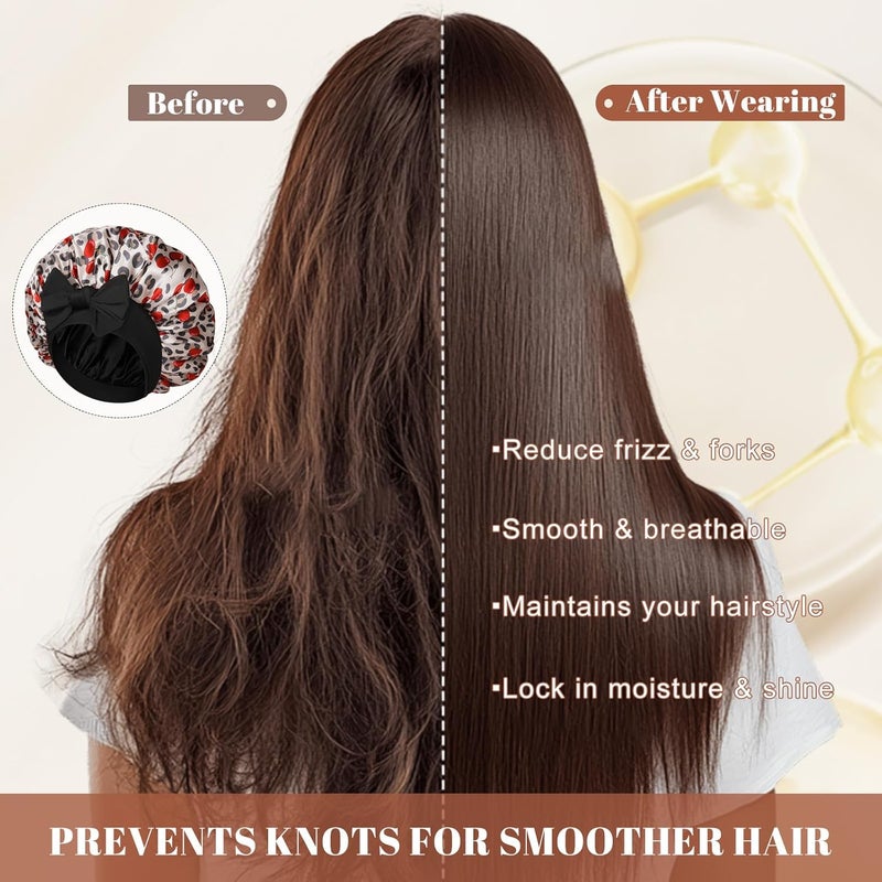 CHLINS Satin Bonnet Silk Bonnet for Sleeping Silk Sleep Cap Double Layer Hair Bonnet with Elastic Tie Band for Curly Hair Night Cap - Image 5